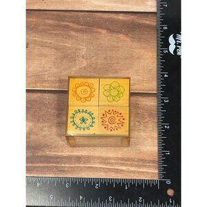 2007 HERO ARTS LL141 POM POMS MINI WOOD MOUNTED RUBBER STAMP SET OF 4 FLOWER
